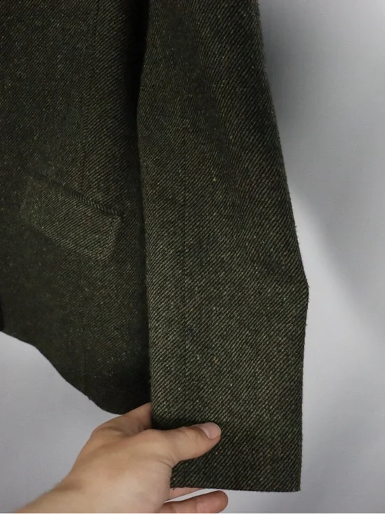 Banana Republic Tweed Blazer Size 4 Green Wool Classic Tailored Jacket - Picture 6 of 11